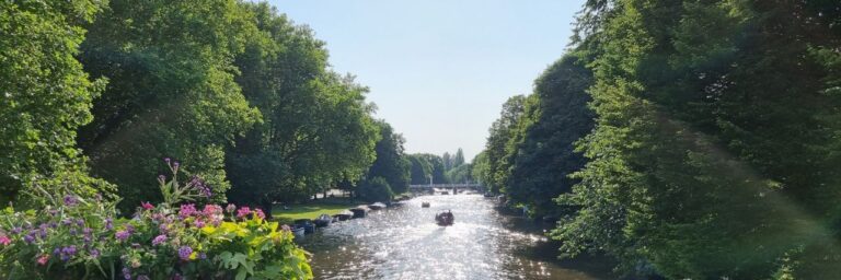 Canal in Amsterdam on a sunny day