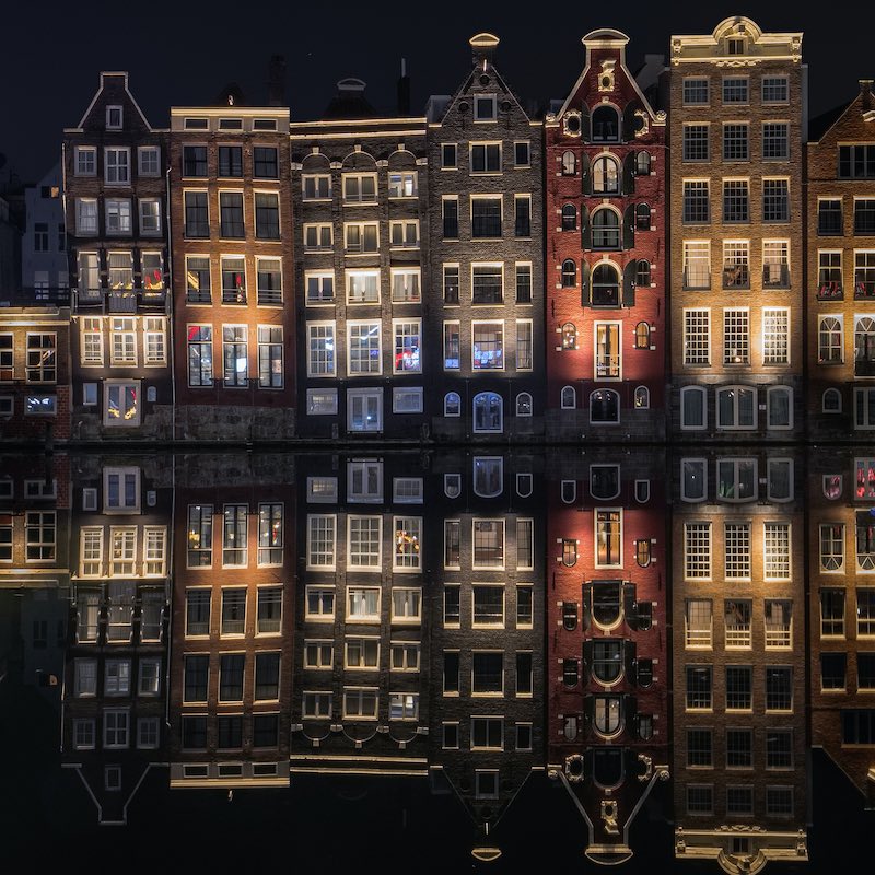 Amsterdam canal at night