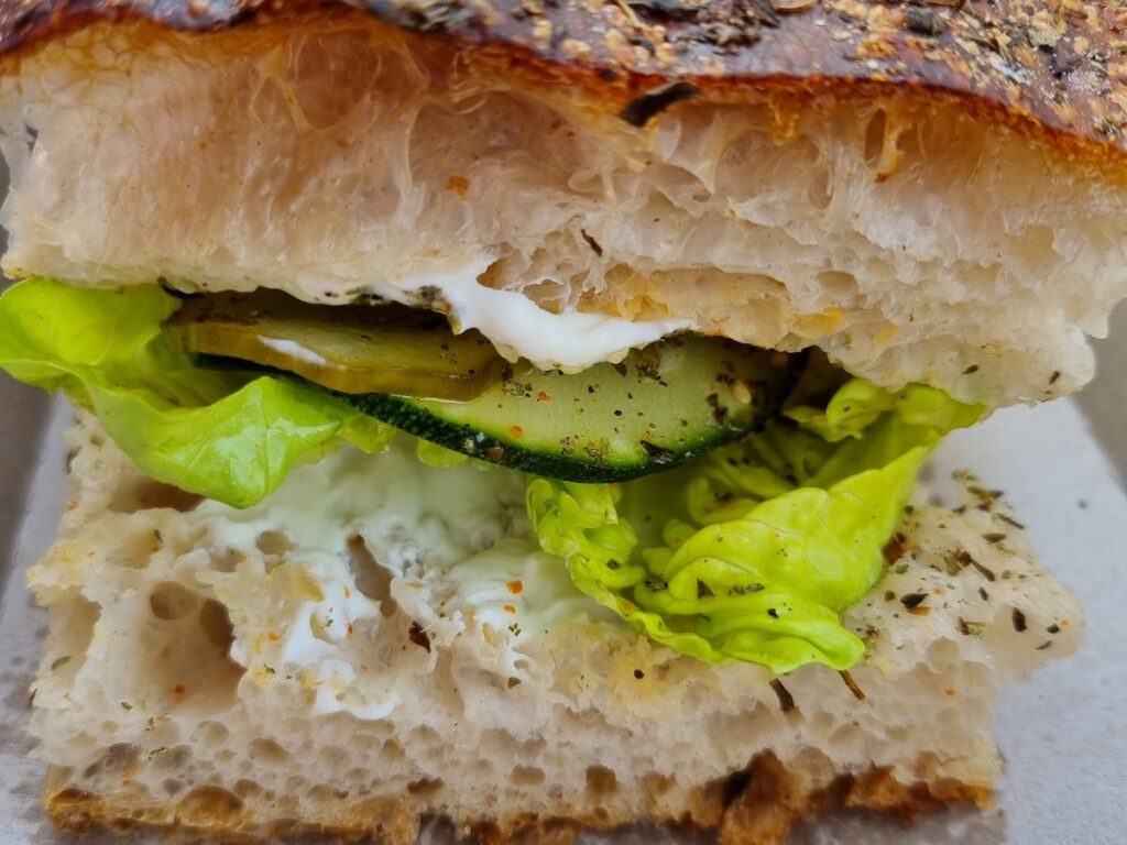 Bakkerij Wolf vegetarian sandwich with pickles, cheese, lettuce