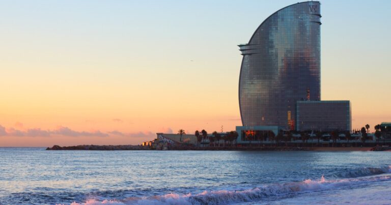 Barcelona beach at night