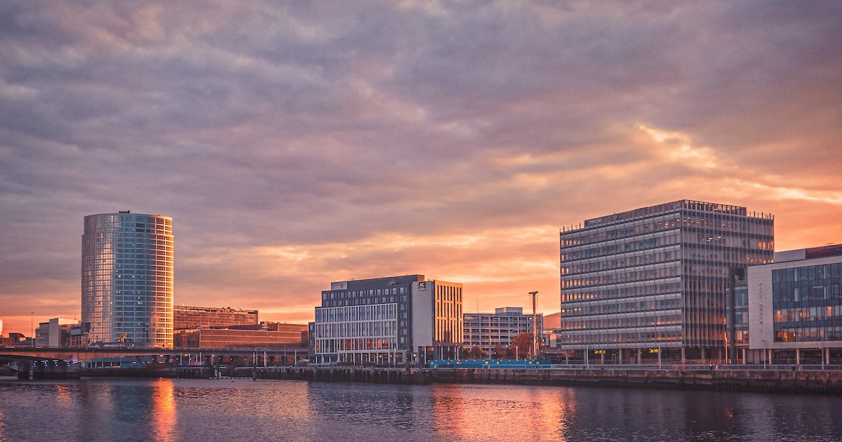 the River Lagan in Belfast at dusk