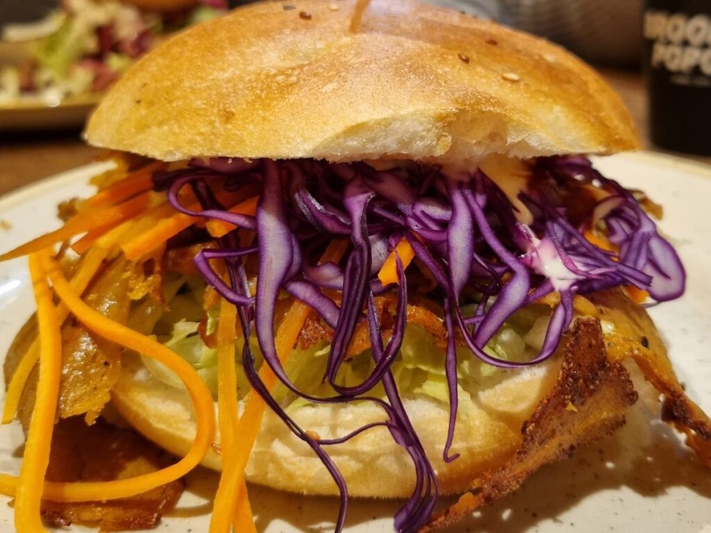 close up of the vegan doner sandwich at Broodje Popov