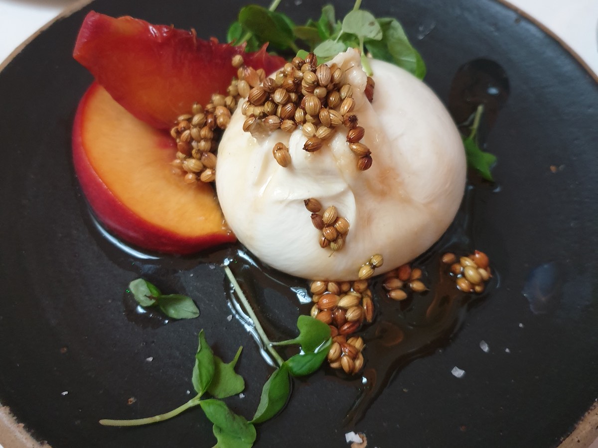 burrata with peaches at Nopi in London