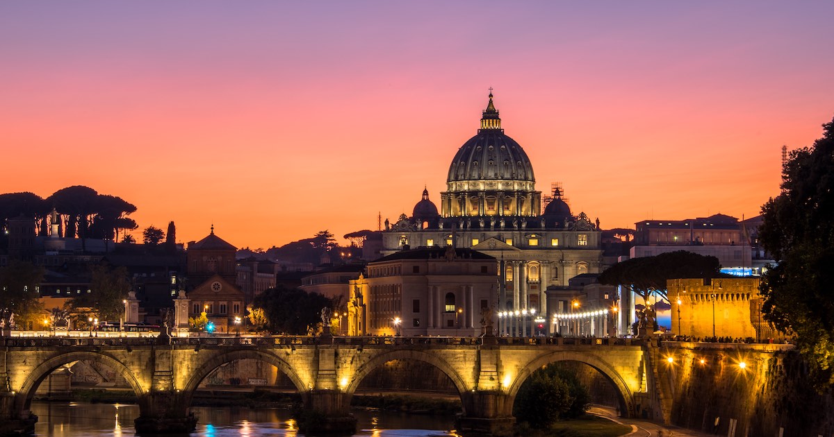 Rome lit up at night