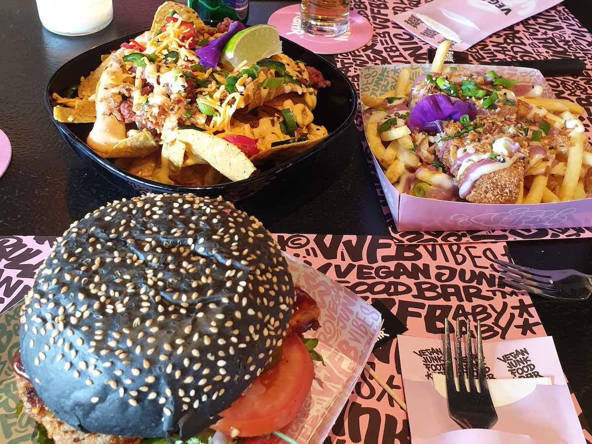 the burgers and fries at vegan junk food bar in Amsterdam