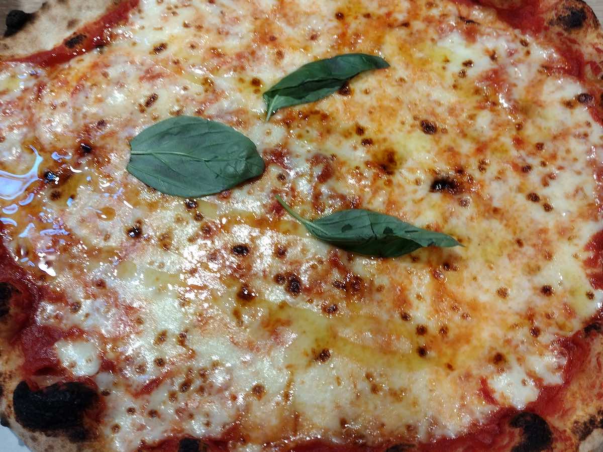 pizza at Orto, Belfast. Close up of margherita